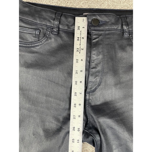 DL1961 Jeans Womens 31 Coated Cropped Bootcut Flare Slimming Lara Marin Denim - Picture 6 of 8